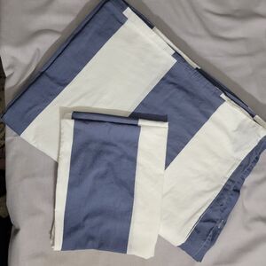 West Elm Twin Duvet Cover And 1 Sham Rugby Stripe White Navy Preppy